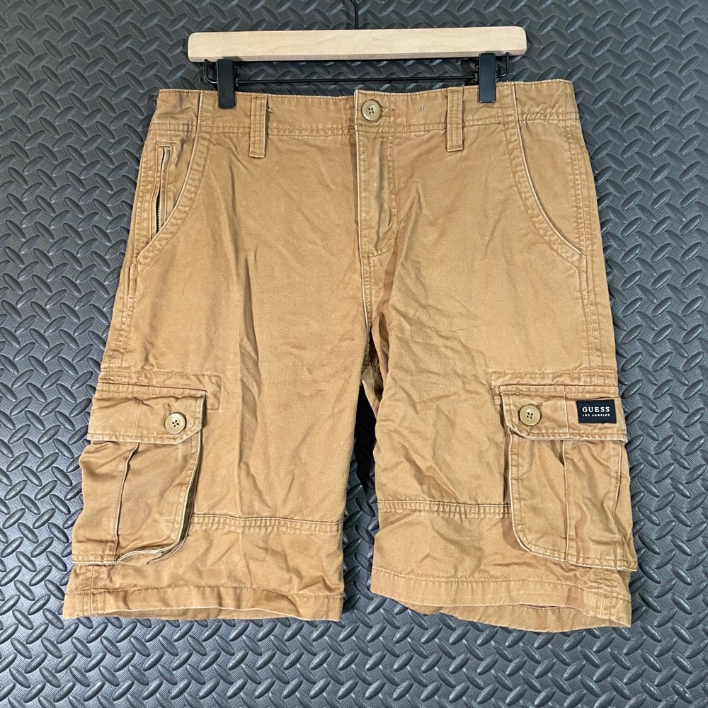 Vintage Y2K GUESS Los Angeles Brown Cargo Shorts Men's‎ Size 31 Casual Wear
